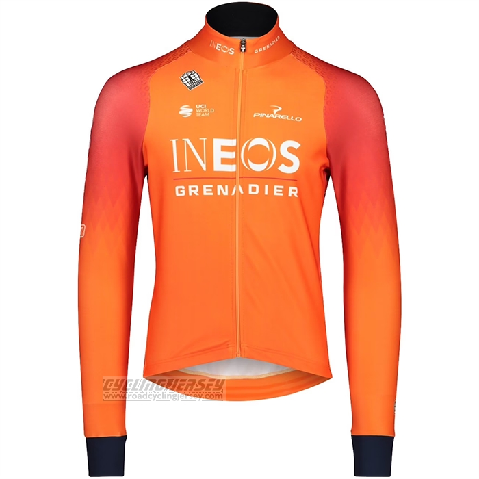 2022 Cycling Jersey Ineos Grenadiers Orange Long Sleeve and Bib Short